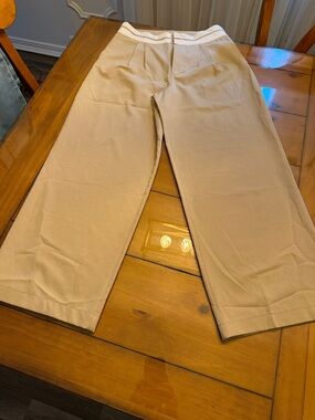 eesome Neutral Beige Wide-Leg Trousers